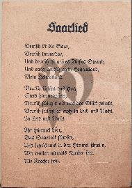 Recto carte postale avec texte de la Chanson de la Sarre Saarlkied 1935