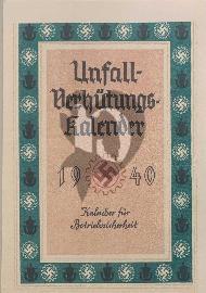 Recto carte postale ancienne	swastika autour du rectangle vert Deutsche Arbeitsfront (DAF), bon de commande de calendrier accident 19401940