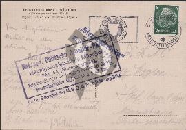 Verso carte postale ancienne tampon munich et tampon officielle du parti NSDAP ancien et le nouveau carte postael qui est écrit et a voyagé 1938