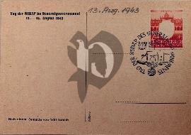 Verso carte postale ancienne vierge non utilisé avec tampon et timbre tag der nsdap krakau genralgouvernement