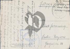 Verso carte postale ancienne tamponné feldpost poste militaire allemande de l'époque avec le tampon de l'aérodrome allemand Juterbog cpa qui a voyagé
