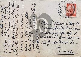 Verso carte postale ancienne écrit en Italien de camaraderie de l'école des sous-officier de Police de Rome en 1950
