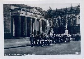 Recto carte postale ancienne Défilé militaire armée allemande avec tambour et trompettes 1937
