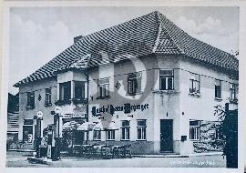 Recto carte postale ancienne vu sur une auberge à swastika Allemagne 1935
