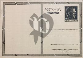 Verso carte postale ancienne vierge avec un timbre pré-imprimé d'Hitler 1939
