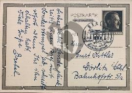 Verso carte postale ancienne timbre pré-imprimé Hitler avec un tampon de Berlin pour les 50 ans d'Hitler Liberté allemande du service militaire, capitale du Reich