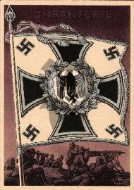 Recto carte postale ancienne drapeau wehrmacht artiste Gottfried Klein