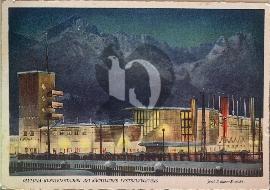 Recto carte postale ancienne vu sur le stade olympique Garmisch-Partenkirchen JO-1936